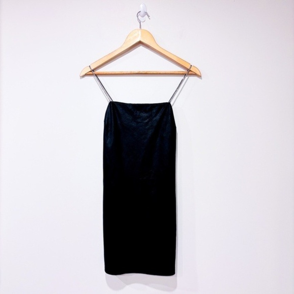 DESIGN LAB Black Rhinestone Strap Cowl‎ Neck Mini Slip Dress Medium